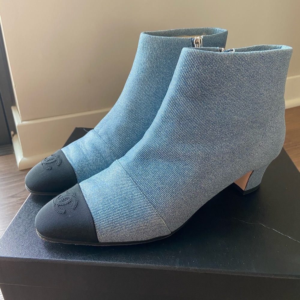 Denim Chanel booties